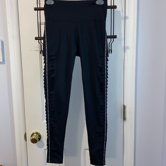 Zumba wear black leggings, slashed design down the sides, sz. S - Picture 1 of 6